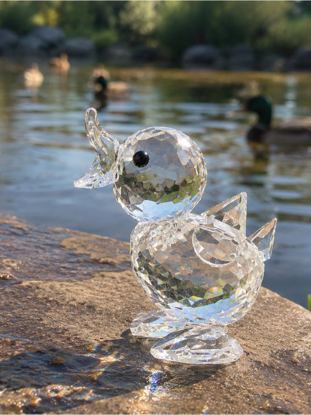 Vintage Retired Swarovski Crystal Standing Duck Figurine